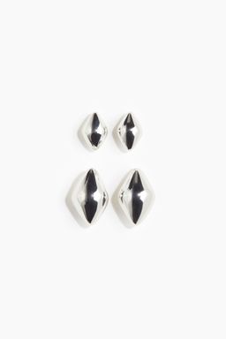 H&M - Women Silver 2 Pairs Dome Earrings