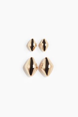 H&M - Women Gold 2 Pairs Dome Earrings