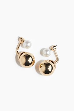 H&M - Women Gold Sphere-Detail Front And Back Earrings