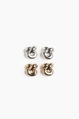 H&M - Women Gold 2 Pairs Knot-Look Earrings