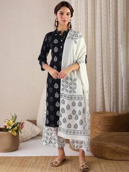 Gahan - Womens Floral Printed Kurta with Palazzo & Dupatta