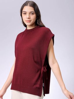 Freehand - Red Round Neck Solid Sweater
