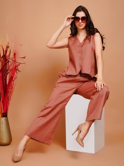 BOHOLYFE - Women Cotton Brown Co-Ord Set