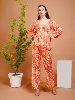 BOHOLYFE - Women Polyester Orange Co-Ord Set