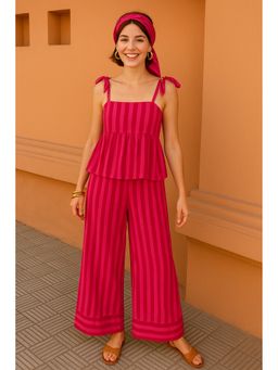 Kaori By Shreya - Women Cotton Pink Co-Ord Set