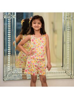 Ribbon Candy - Orange Print Jumpsuit Cotton Dress