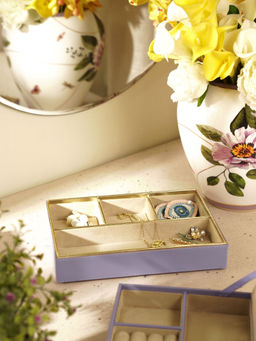 Pure Home + Living - Purple 4 Compartment Faux Leather Organiser