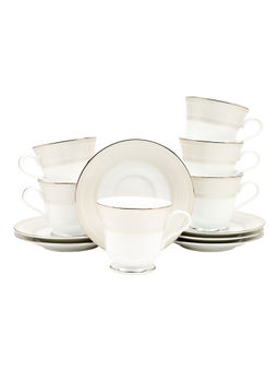 Dankotuwa - Porcelain 24 Gold Crafted Tea Cup and Saucer Set 200 ml Set of 12 - Menuna Platinum