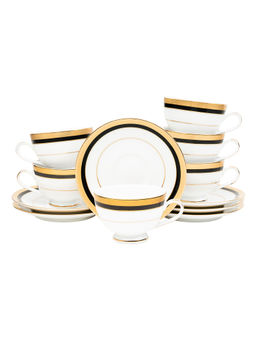 Dankotuwa - Porcelain 24 Gold Crafted Tea Cup and Saucer Set 230 ml Set of 12 - Vienna Blue