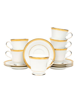 Dankotuwa - Porcelain 24 Gold Crafted Tea Cup and Saucer Set 200 ml Set of 12 - Vienna Gold