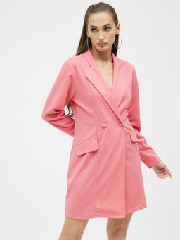 Kibo - Womens Coral Polyester Blazer Dress