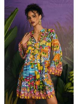 CINCIN Fashion - Yellow Tropical Tango Mini Dress