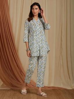 Sivi - Off White Hand Block Printed Cotton Co-Ord Set