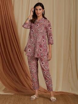 Sivi - Pink Hand Block Printed Cotton Co-Ord