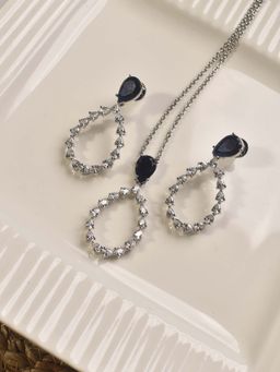 Peach Tassels - AD Necklace Set, Blue Necklace Set