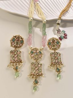 Peach Tassels - Beads Long Necklace, Multi Colour Necklace