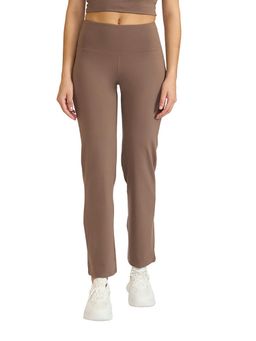 Hunnit - Taupe High Waist Zen 4 Way Stretchable Straight Pant