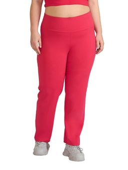 Hunnit - Pink High Waist Zen 4 Way Stretchable Straight Pant