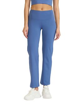 Hunnit - Blue High Waist Zen 4 Way Stretchable Straight Pant