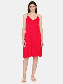 Zivame - Marshmallow Knit Cotton Knee Length Nightdress - Jazzy Pink