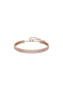SWAROVSKI - White Rose Gold-Tone Plated Round Cut Matrix Tennis Medium Bracelet