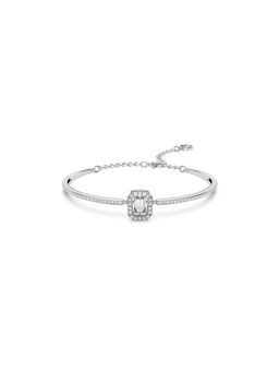 SWAROVSKI - White Rhodium Plated Octagon Cut Una Medium Bangle