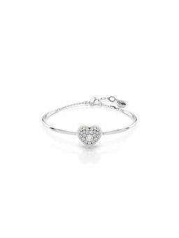 SWAROVSKI - White Rhodium Plated Heart Idyllian Medium Bangle