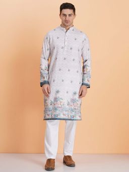SG LEMAN - Lavender Embroidered Kurta and Pyjama (Set of 2)