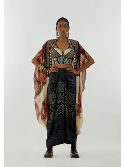 Aseem Kapoor - Grey Ritu Cape With Blouse And Skirt (Set of 3)