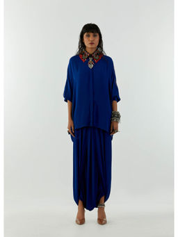 Aseem Kapoor - Blue Mandala Shirt With Drape Trouser (Set of 2)