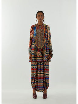 Aseem Kapoor - Multi-Colour Afghan Tunic With Draped Trouser (Set of 2)