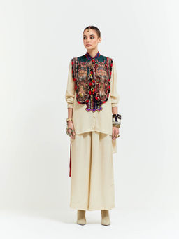 Aseem Kapoor - Beige Zuri Gilet With Shirt And Palazzo (Set of 3)