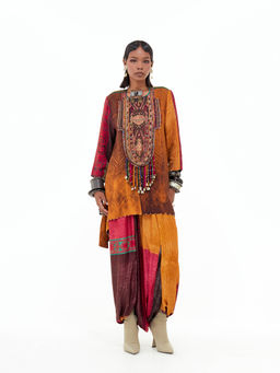 Aseem Kapoor - Mustard Mitra Short Kurta With Draped Trouser (Set of 2)