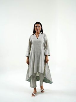 Cyan - Block Print Handloom Cotton Kurta