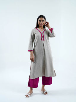 Cyan - Handloom Cotton Kurta