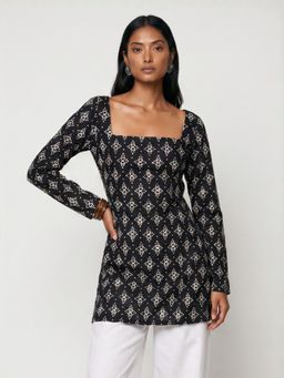 NISHORAMA - Black Janki Sleeved Corset Kurti
