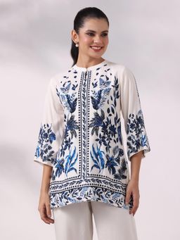 Shree - Women Liva Off White Floral Print Tunic
