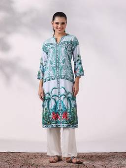 Shree - Women Liva Green Printed Kurta