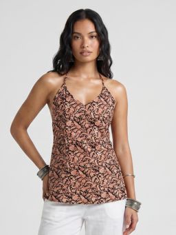 NISHORAMA - Black Nazm Floral Halterneck Tunic