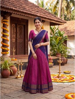 Kasee - Magenta Art Silk Semi-Stitched Lehenga and Unstitched Choli with Dupatta
