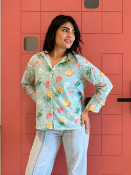 Maaesa - Green Casual Cotton Printed Spread Collar Full Sleeves Regular Fit Shirt