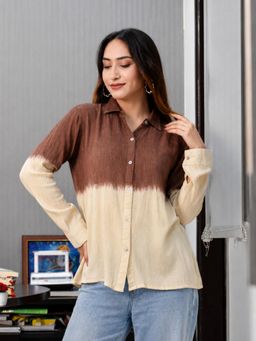 Maaesa - Multi-Color Casual Rayon Crepe Ombre Spread Collar Full Sleeves Shirt