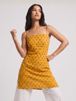 NISHORAMA - Mustard Mustard Parna Noodle Strap Corset Kurti