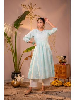 Juniper - Ocean Aqua Embroidered Kurta