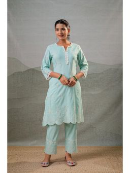 Juniper - Aqua Embroidered Kurta with Inner