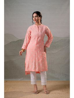 Juniper - Peach Embroidered Kurta with Inner