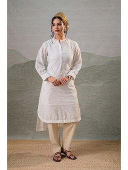 Juniper - White Embroidered Kurta with Inner