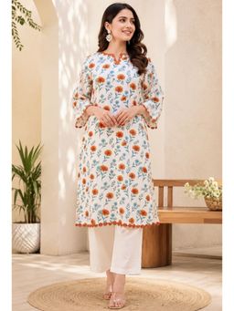 SILCHIC - Off White Women Off-White Floral Printed Regular Kurta with Palazzo