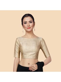 Studio Shringaar - Womens Golden Lama Stitched Saree Blouse