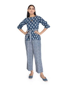 ZLAATA - Women Blue Printed Cotton Co-Ord Set